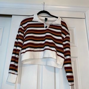 Cropped Stripe Polo Shirt